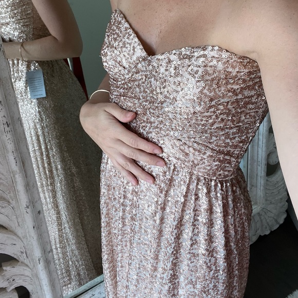 Amsale rose gold sweatheart strapless bridesmaids dress - Picture 5 of 12